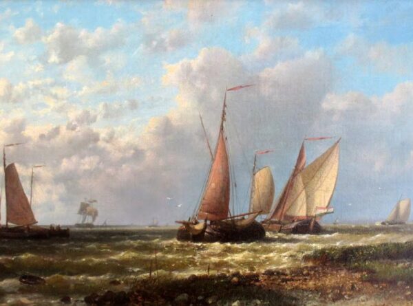 709 Abraham Hulk 1813-1897 Off the Dutch Coast Oil on Canvas