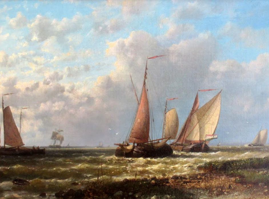709 Abraham Hulk 1813-1897 Off the Dutch Coast Oil on Canvas