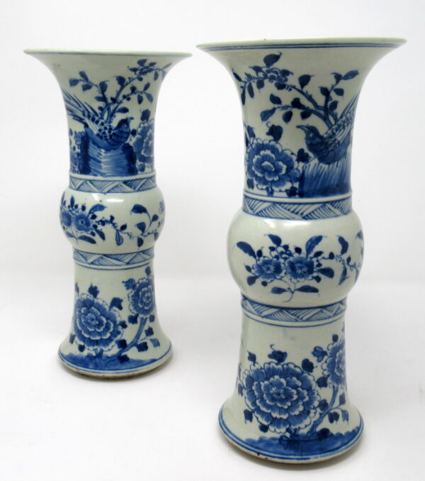 398. Fine Pair Chinese Export Hand Painted Vases 19thCt