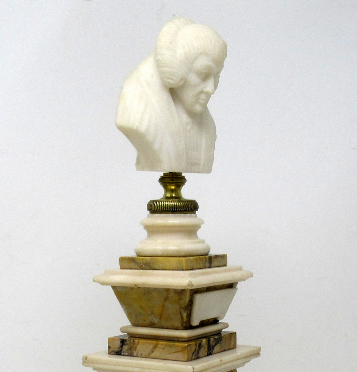 364. Antique Sienna Cream Marble Grand Tour Classical Bust of Lady Figure - Image 8