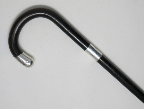 611. Superb Ebonised Walking Stick Jonathan Howell Silver Collar Mount Hallmark 1923