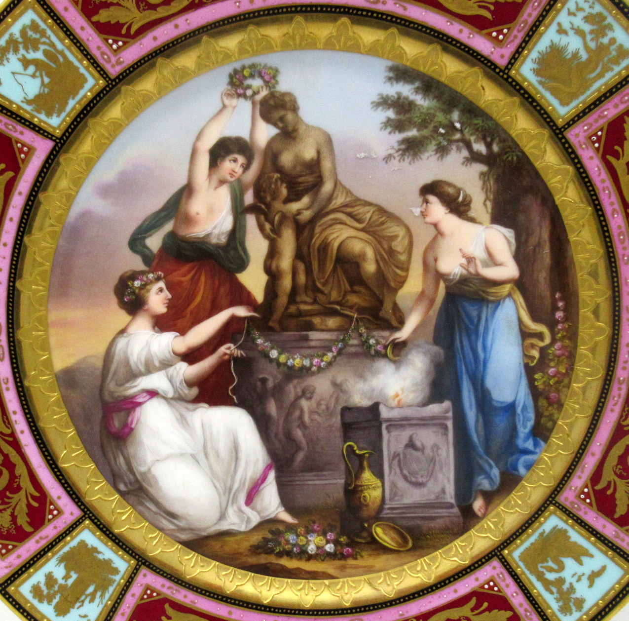 965. Austrian Royal Vienna Angelica Kauffman Porcelain Hand Painted Cabinet Plate 19C - Image 3