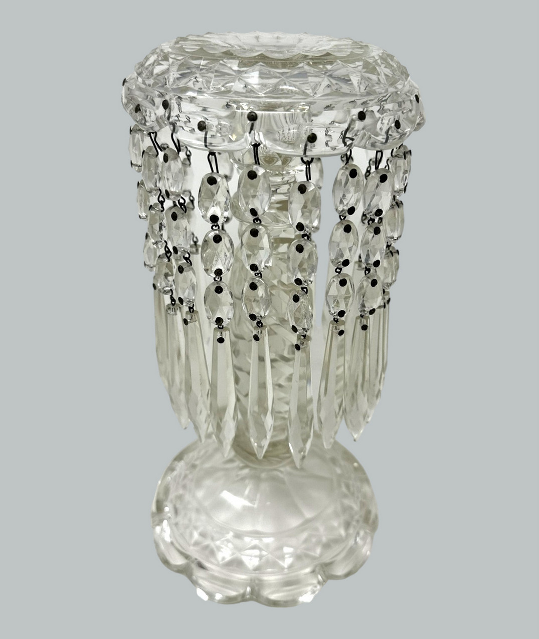 702. Antique Pair Irish Waterford Crystal Hand Cut Full Lead Lustres Vases Ireland - Image 7