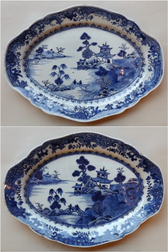 095. Superb Pair Chinese Export Porcelain Serving Dishes Qianlong Period
