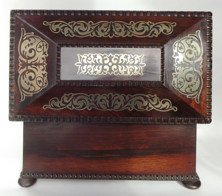 298. Fine Rosewood Brass Inlaid Tea Caddy attrib. to George Oakley - Image 3