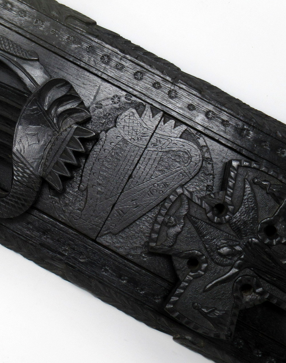 431. Rare Irish Carved Bog Oak Book Slide Attrib. to Cornelius Goggin Dublin Ireland 19Ct - Image 4