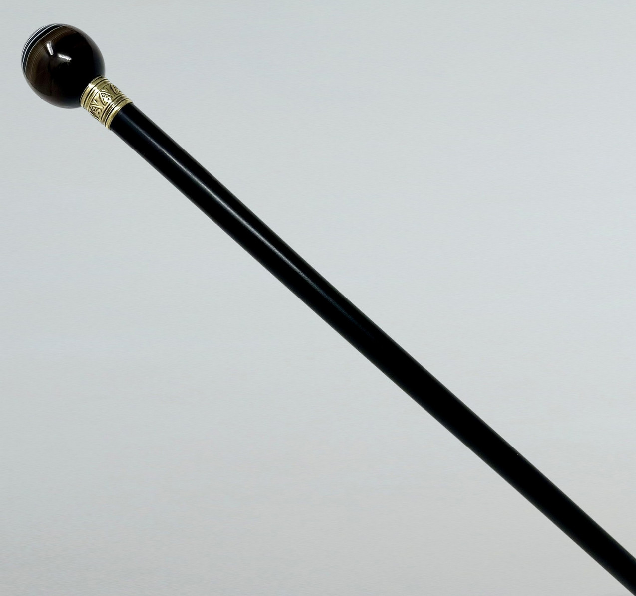 271. Antique Vintage Ladys Gentlemans Wooden Dress Cane Walking Stick Banded Agate - Image 3