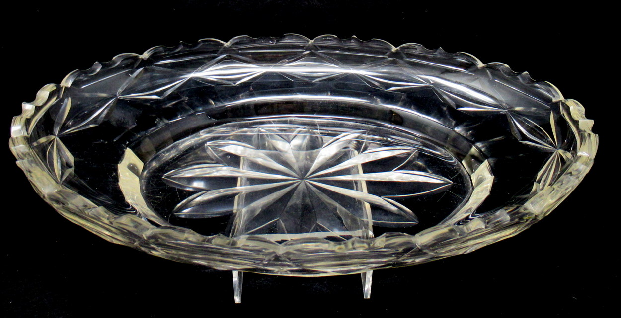 897. Rare Irish Hand Cut Crystal Fruit Bowl With Undertray Waterford or Belfast 1800 - Image 5