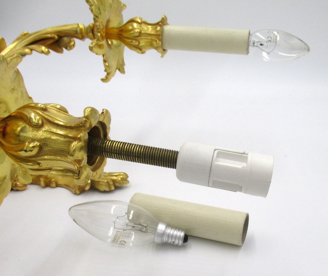 346. Antique Pair of Ormolu Gilt Bronze Twin Light Wall Candle Sconces Appliques 19Ct - Image 11