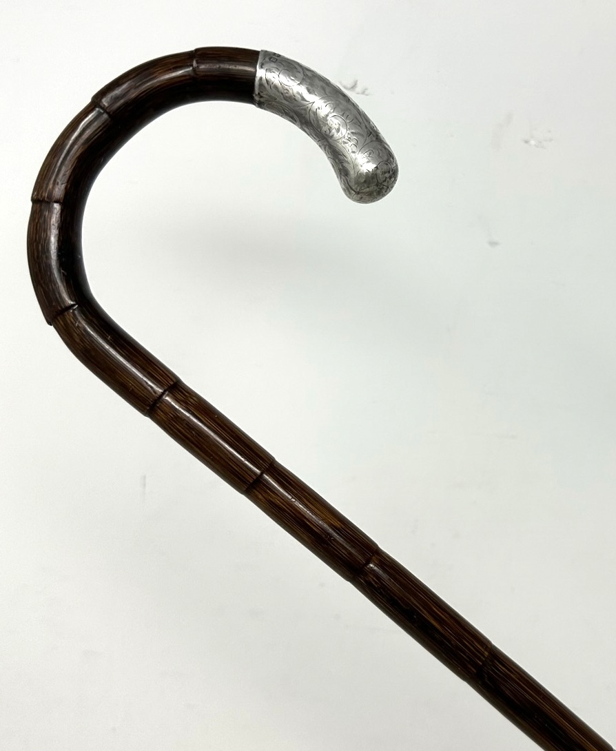 548. Superb Partridge Wood Walking Stick Jonathan Howell Silver Collar Mount Hallmark 1912 - Image 7