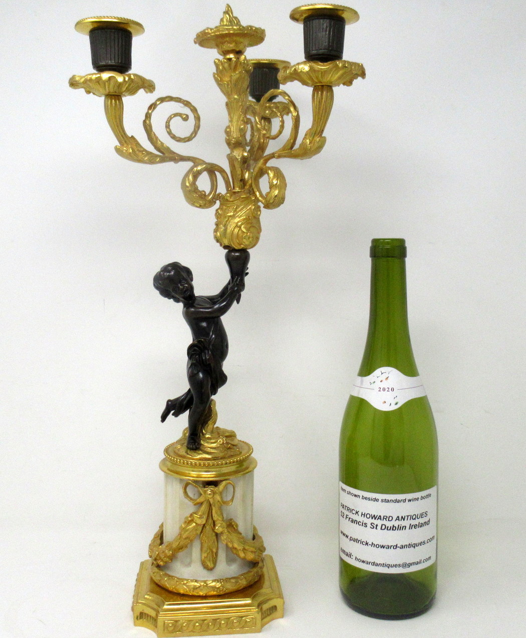 429. Antique Pair Gilt Bronze Ormolu Marble Three Light Candelabra Clodion Grand Tour - Image 12