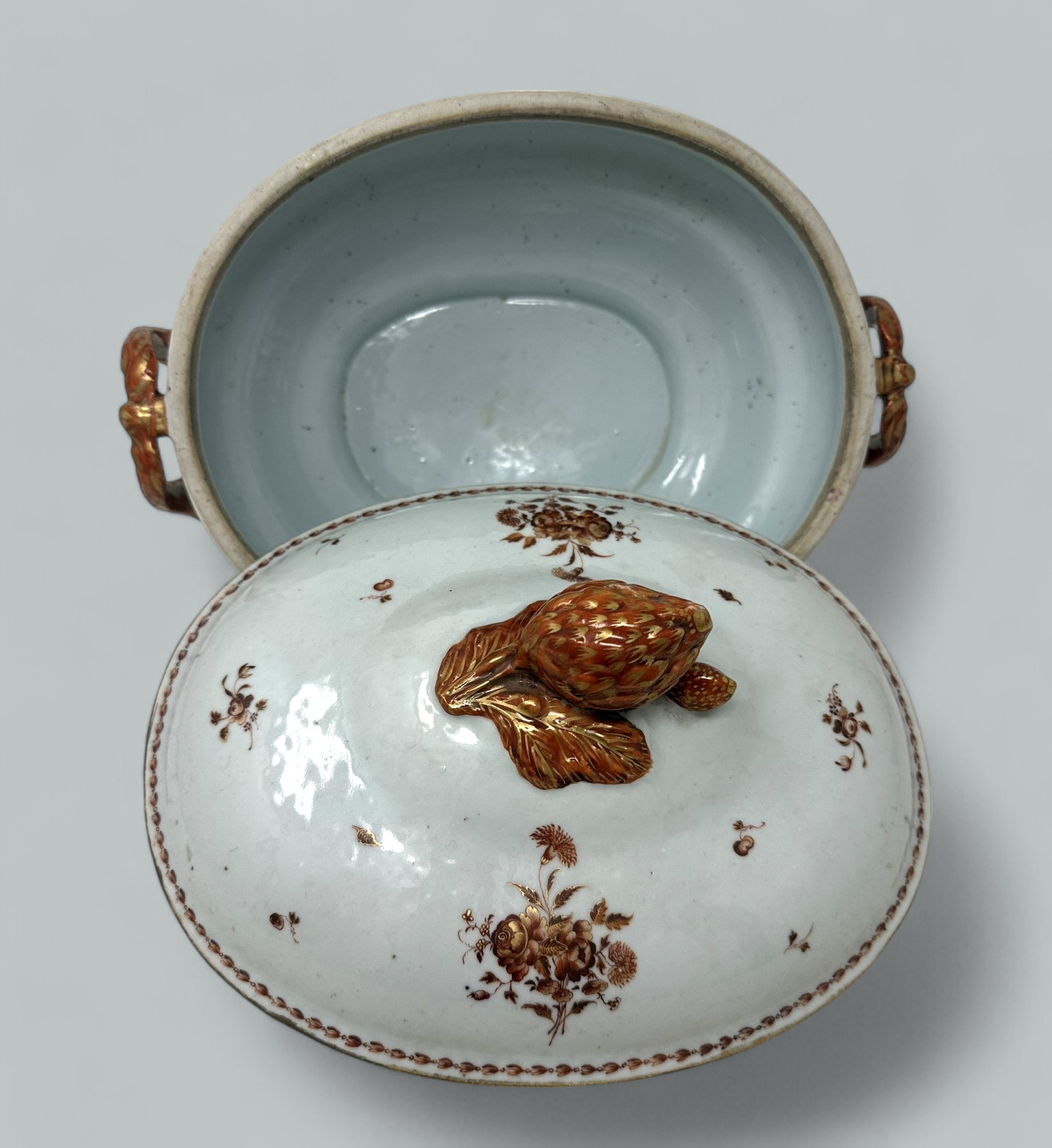 871. Antique Chinese Qing Dynasty Canton Porcelain Famille Rose Qianlong Tureen 18 Ct - Image 5