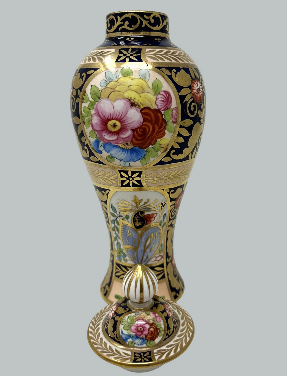 993. Antique English Crown Derby Staffordshire Bone China Urn Vase Centerpiece 19C - Image 6