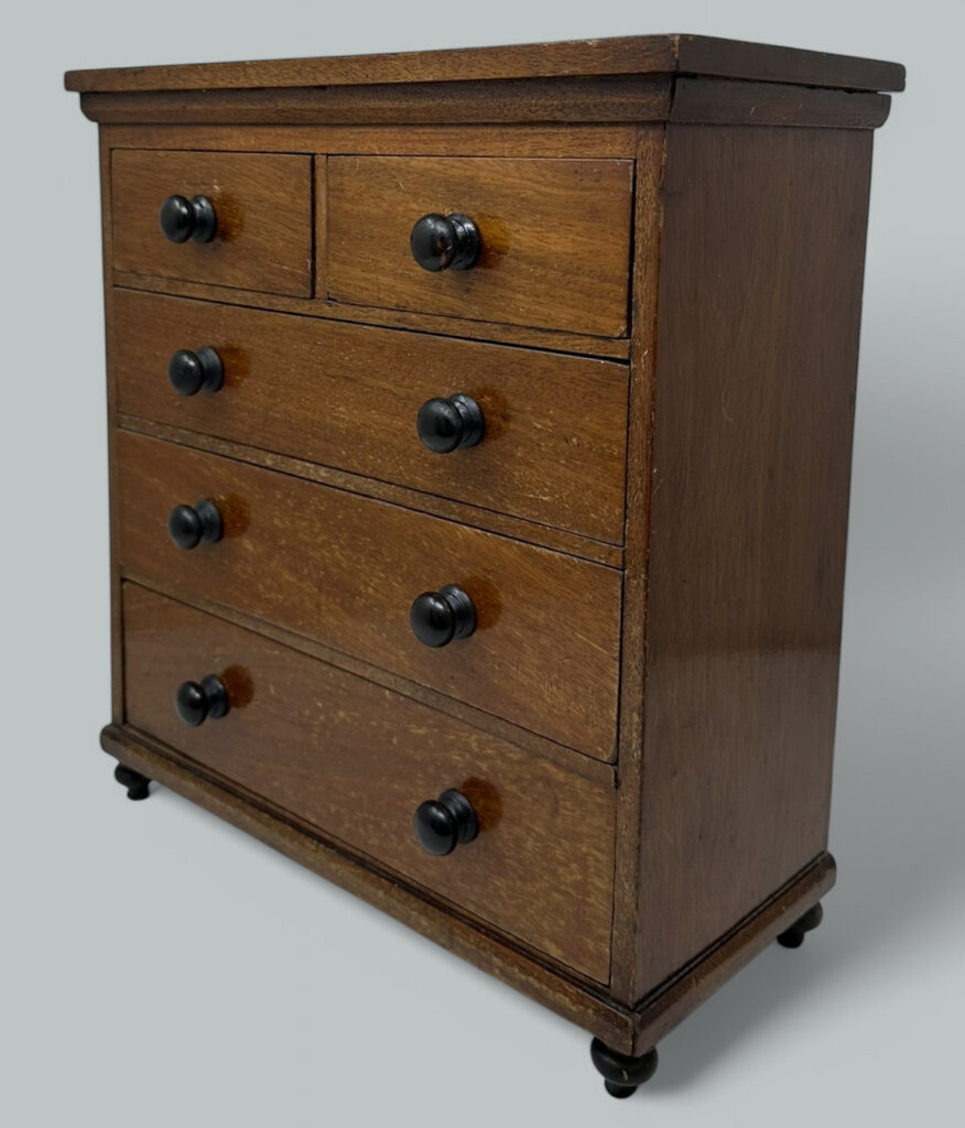 122. Antique English Georgian Style Miniature Apprentice Chest Drawers Mahogany 19C