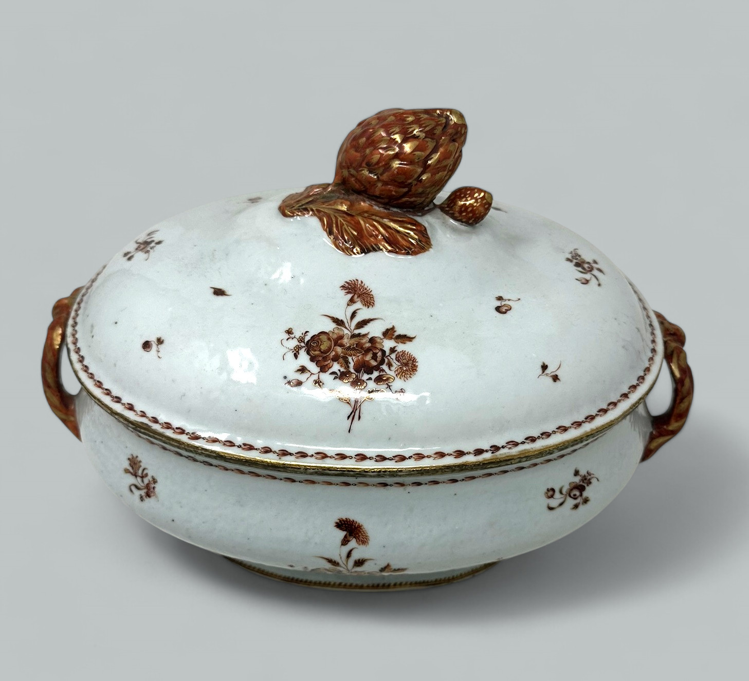 871. Antique Chinese Qing Dynasty Canton Porcelain Famille Rose Qianlong Tureen 18 Ct - Image 3