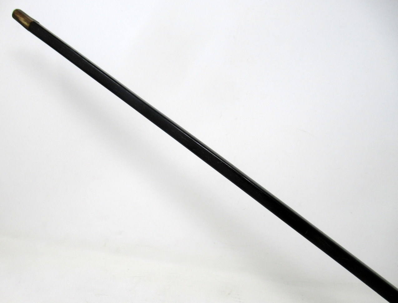 929. Antique Vintage Ebony Walking Stick Cane John Taylor Sterling Silver Mount 1920 - Image 9