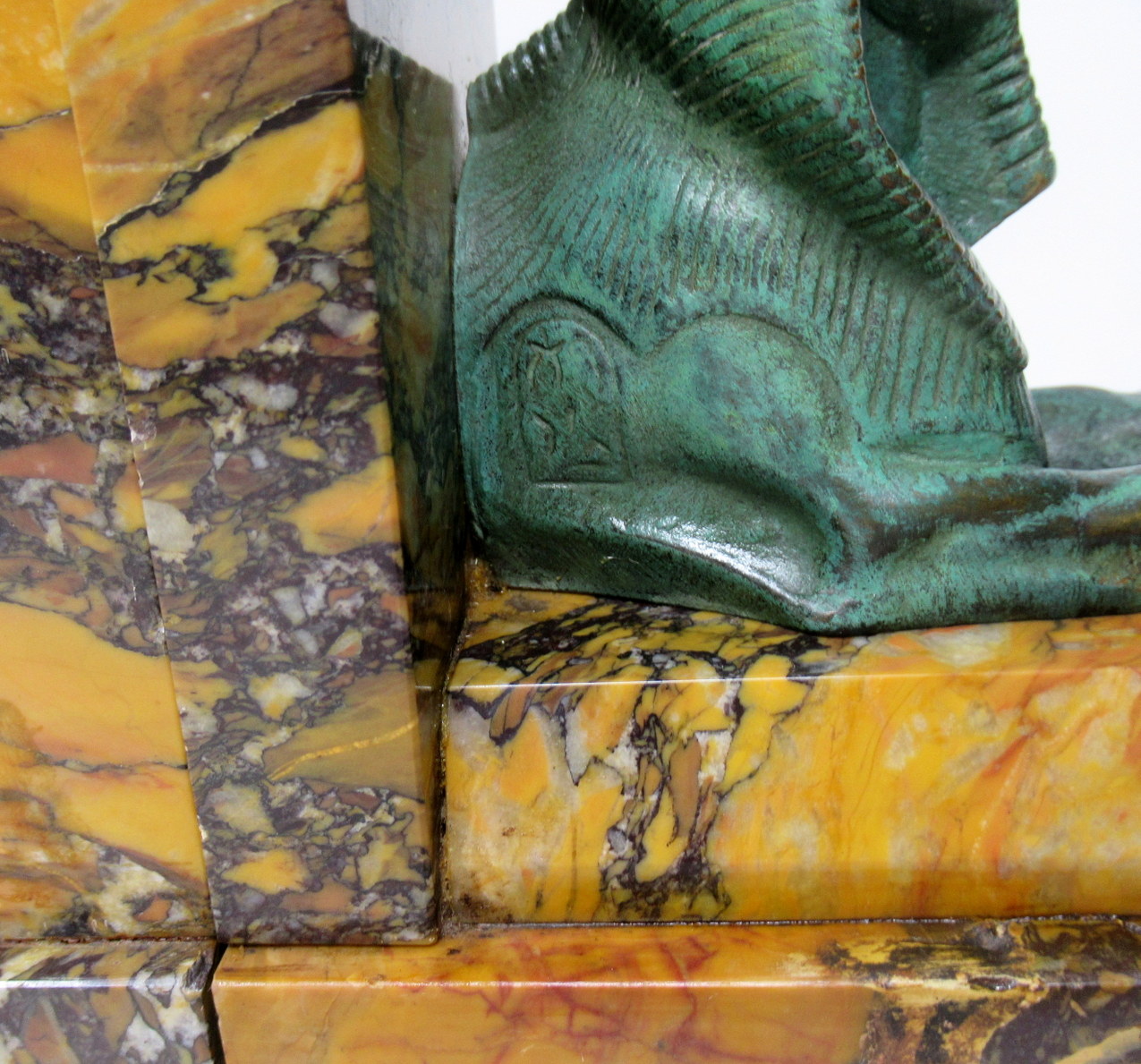 640. Grand Tour Italian French Egyptian Sphinx Pair Bronze Bookends Sienna Marble - Image 8