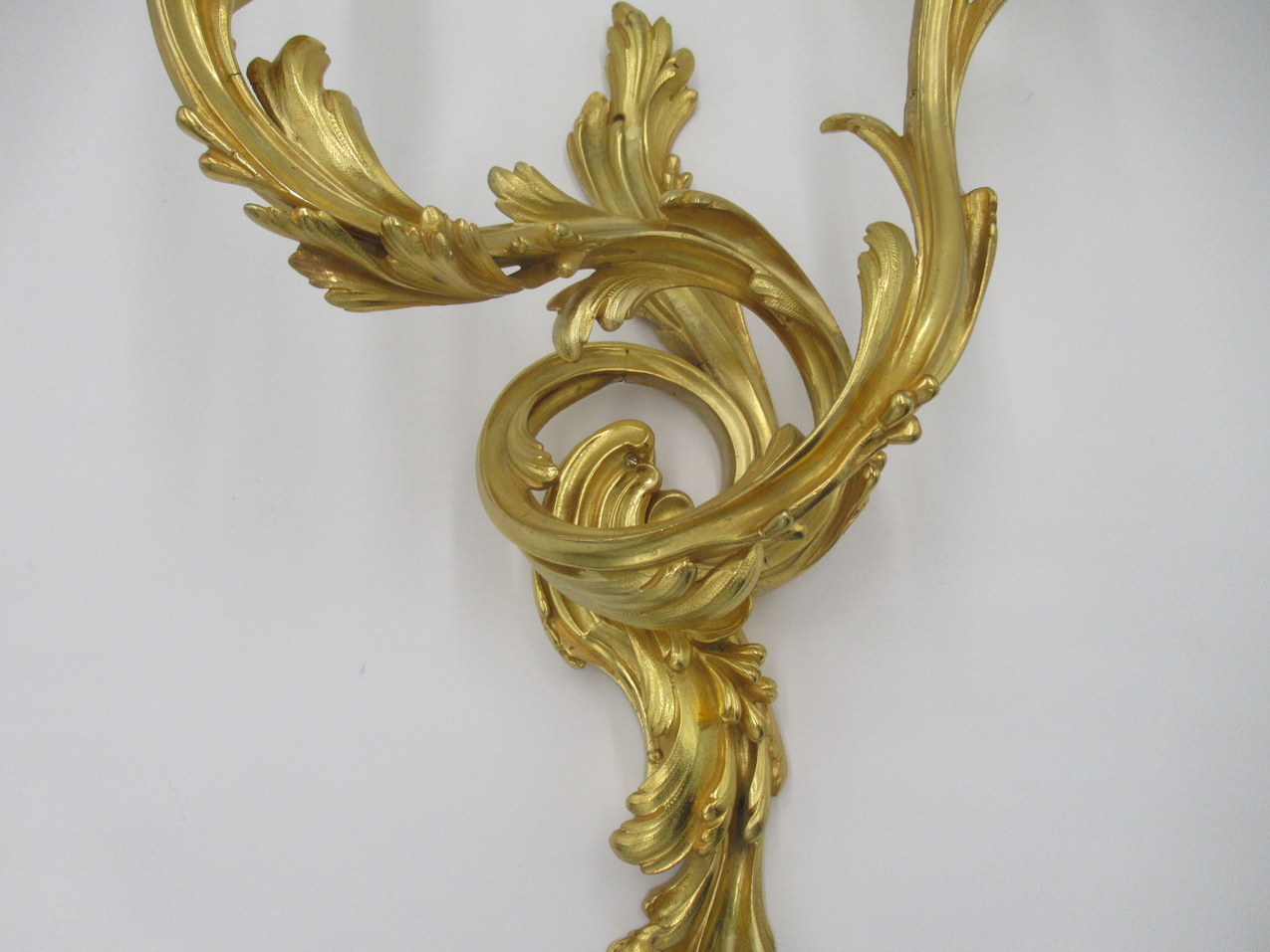 346. Antique Pair of Ormolu Gilt Bronze Twin Light Wall Candle Sconces Appliques 19Ct - Image 9