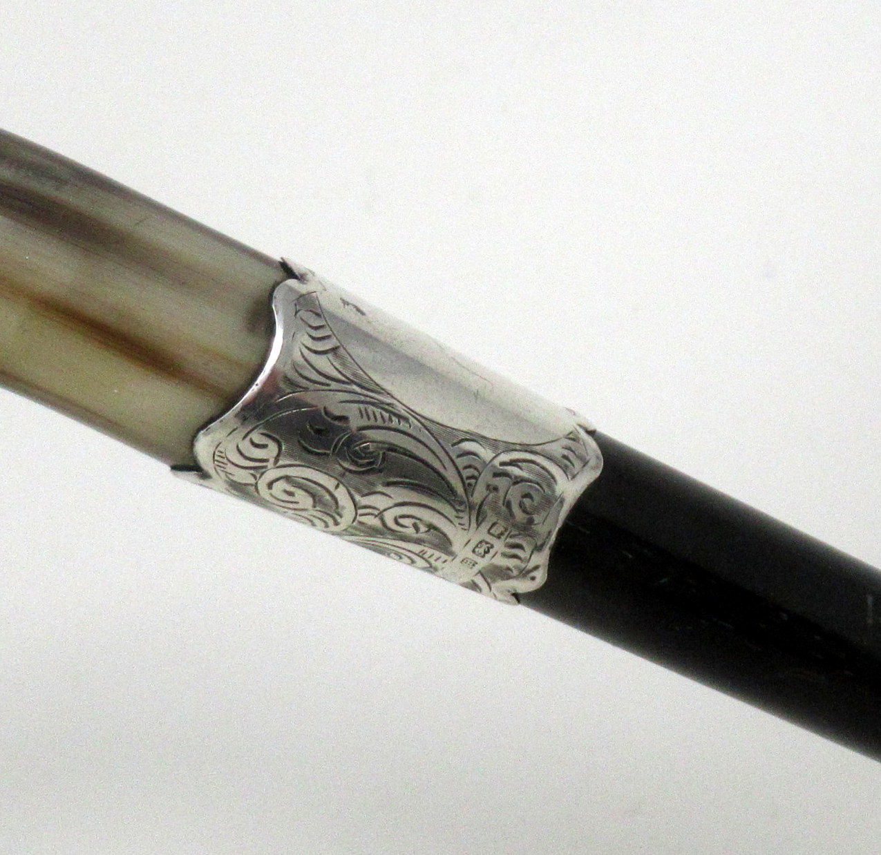 265. Antique Ebony Wooden Sterling Silver Lady's Gentleman's Walking Stick Hallmark London 1924 - Image 9