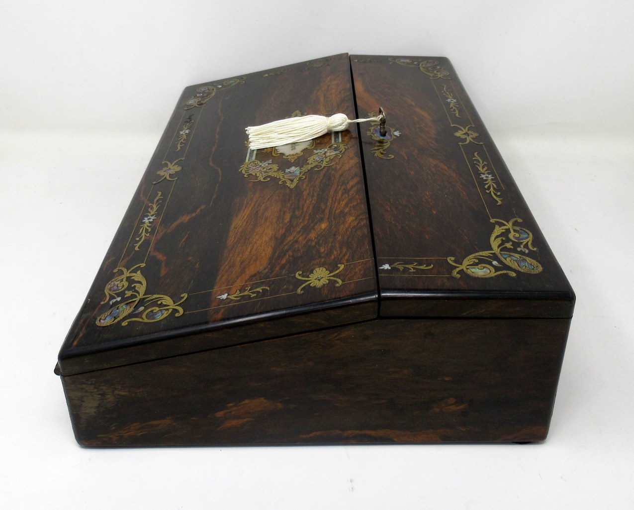 616. Irish Coromandel Mother of Pearl Writing Slope Box by Austins Dublin, circa 1860 - Image 9