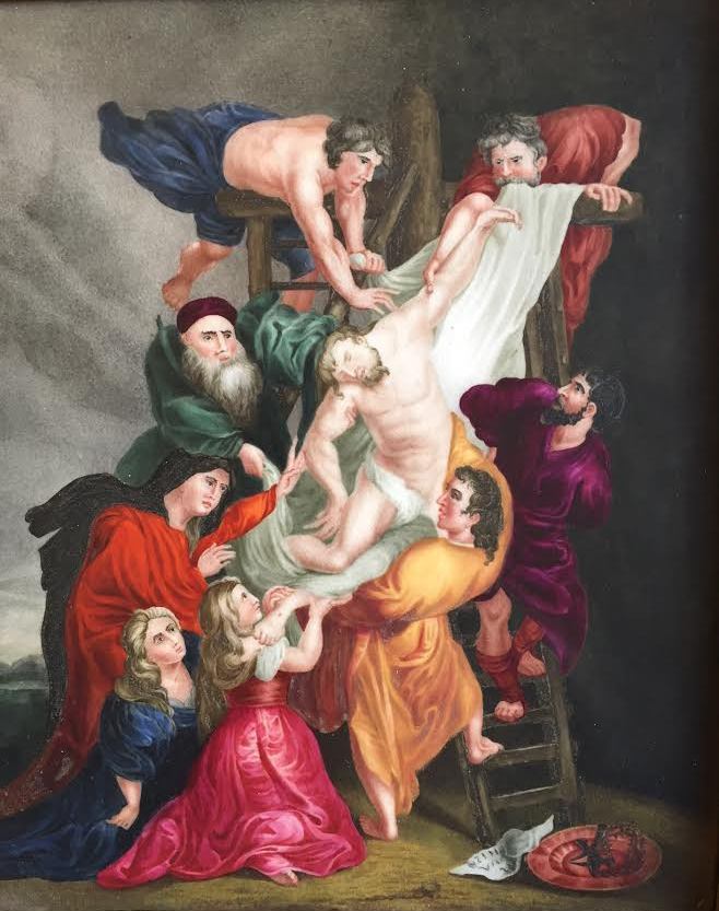 816. Rare Derby Porcelain Plaque John Hancock Descent from the Cross 1824