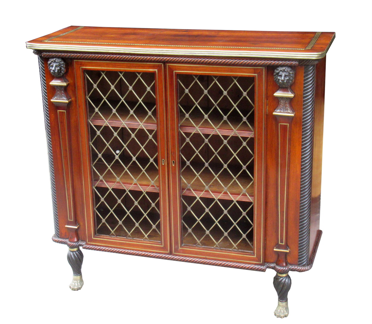 470. Fine Irish Cork Regency Brass Inlaid Sidecabinet Hockley Hall Provenance - Image 2