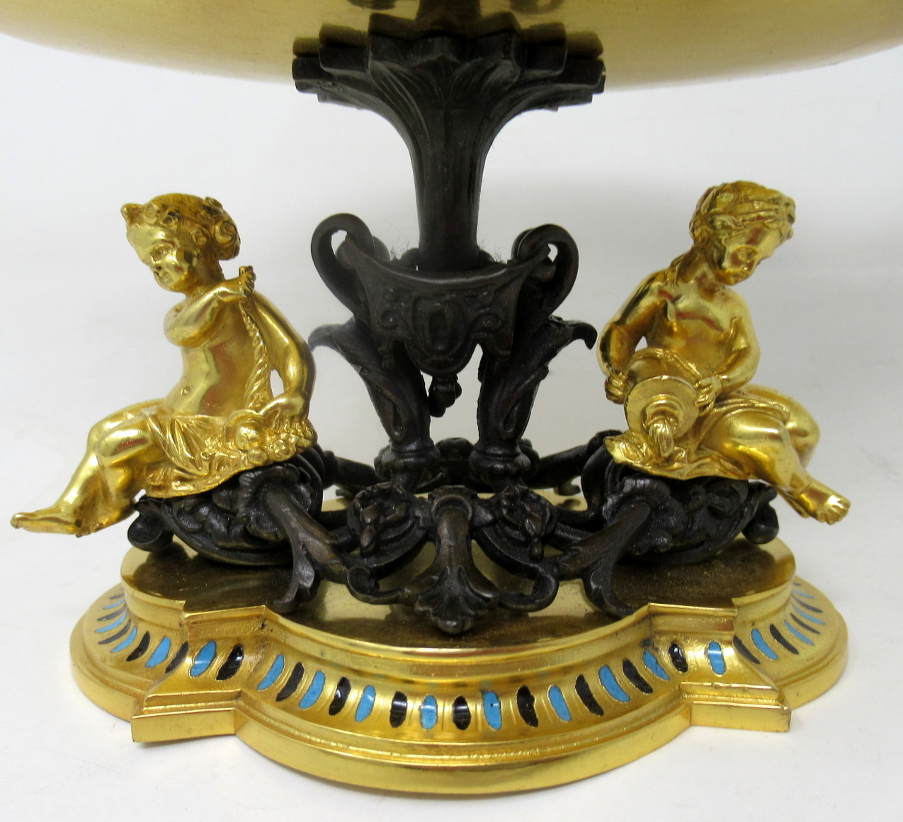 527. Antique French Gilt-Bronze Champlevé Enamel Centerpiece Ferdinand Barbedienne - Image 5