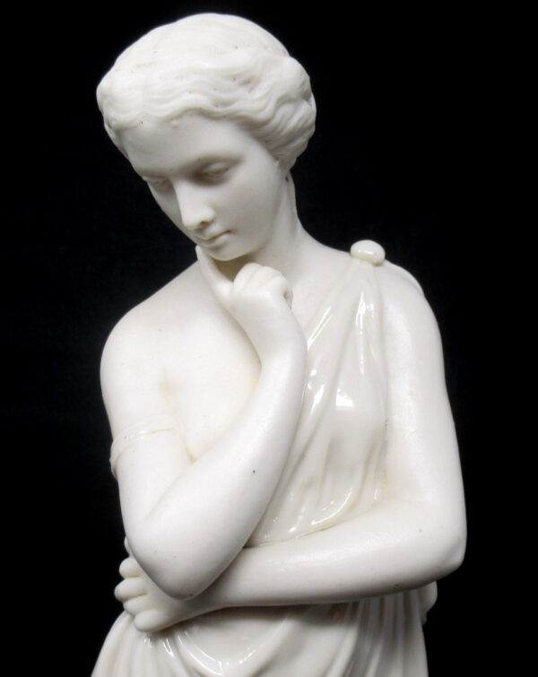 355. Irish Belleek Meditation Glazed Parian Figure First Period Black Mark 1863-1891