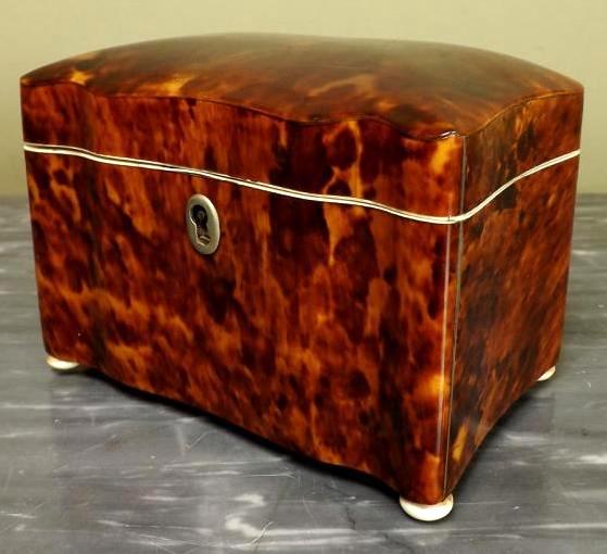 501. Fine Tortoiseshell and Ivory Single Tea Caddy mid 19thCt - Image 5