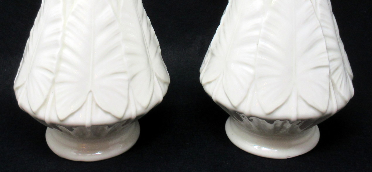 504. Rare Large Pair Irish Belleek Nile Vases Cala Lily Black Mark 1863-1891 - Image 4