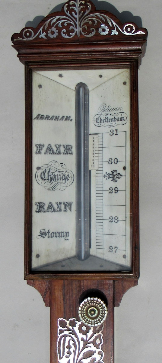 367. Superb Rosewood Stick Barometer Abraham Cheltenhan early 19thCt - Image 2