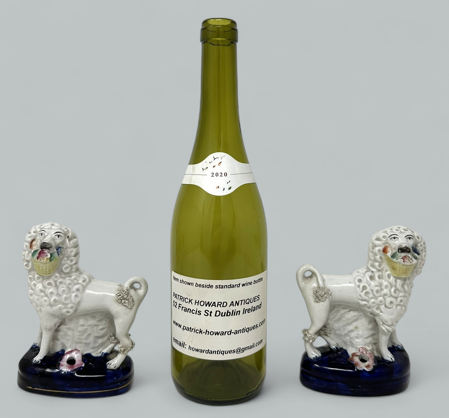 573. Pair Antique Staffordshire Porcelain Poodles Dogs Quill Pen Holders 19th Century - Image 8