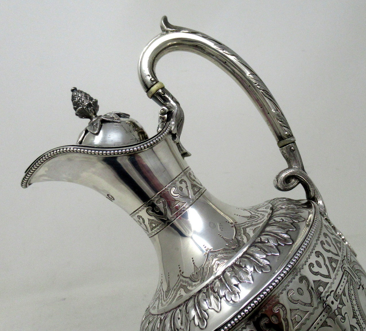 865. Antique Victorian English Sterling Silver Gilt Wine Ewer Claret Jug Pitcher 1872 - Image 12