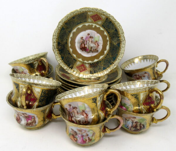 844. Austrian Royal Vienna Mythological Themed Angelica Kauffman Tea Cup Saucer 19Ct