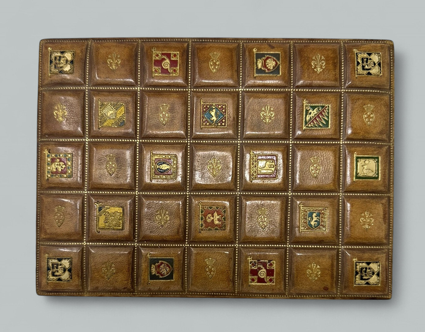 553. Antique Vintage Italian Lady's Gentleman's Faux Leather Gilt Jewelry Casket Box - Image 9