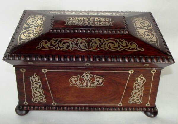 298. Fine Rosewood Brass Inlaid Tea Caddy attrib. to George Oakley