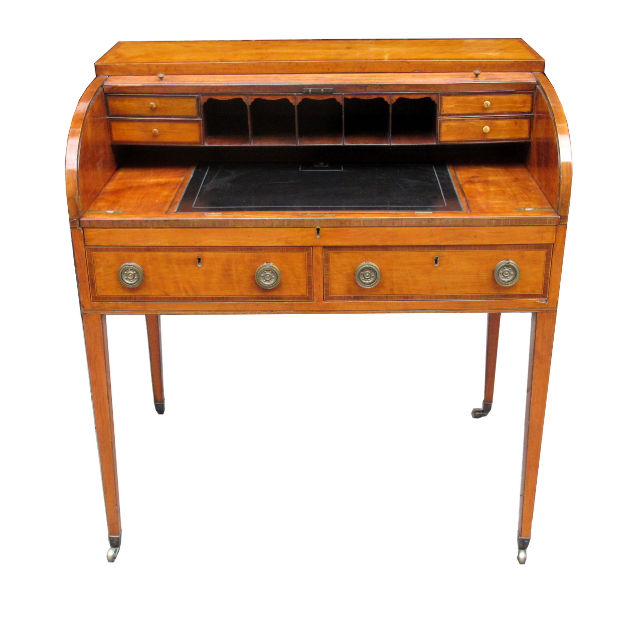 194. Fine West Indian Satinwood Tambour Satinwood Cylindrical Bureau attrib. Gillows 18thCt - Image 4
