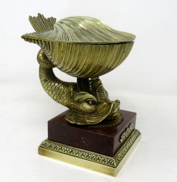 297. Grand Tour Ormolu Bronze Rouge Marble Inkwell Regency Manner Thomas Messenger