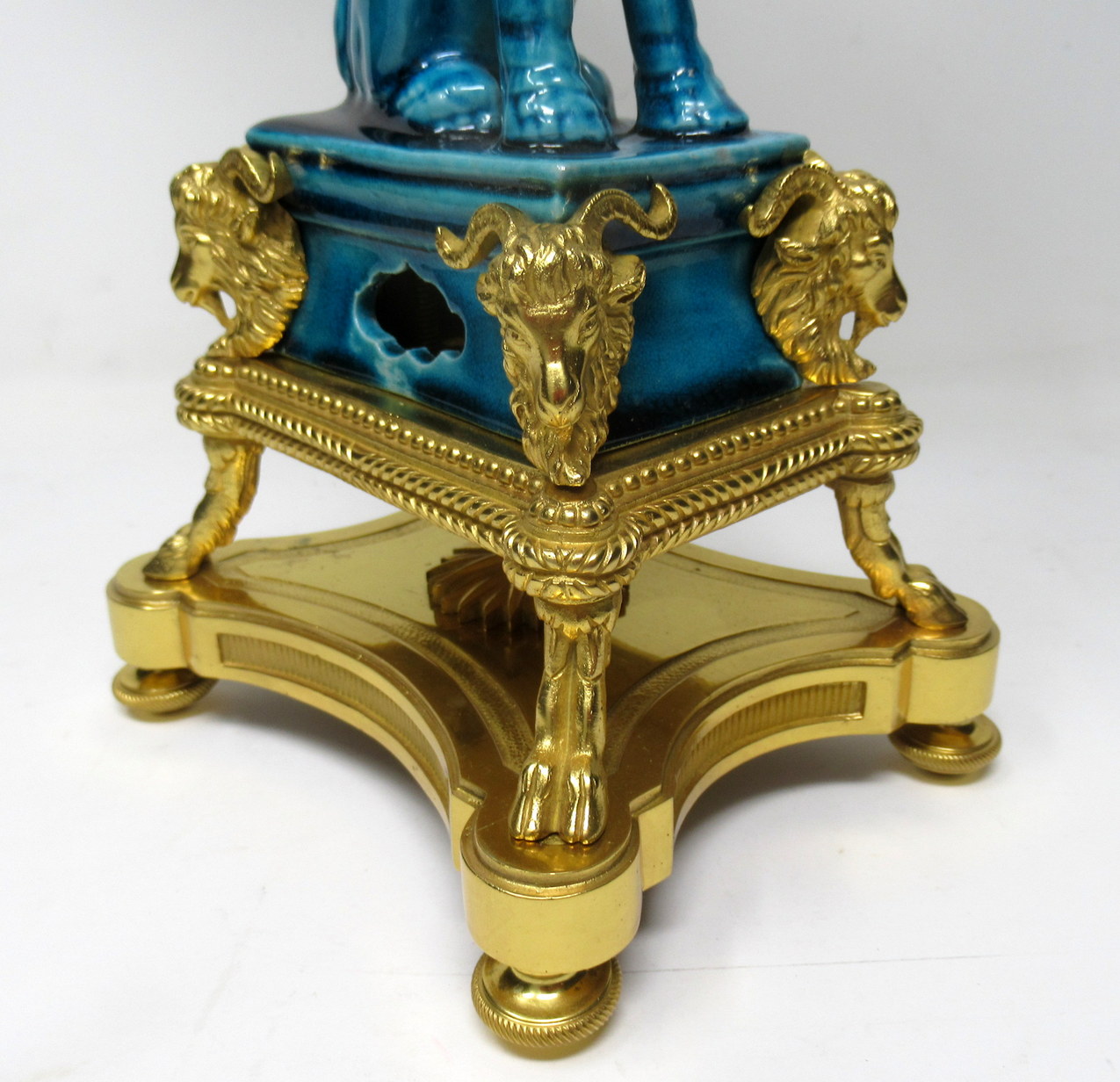 290. Pair French Ormolu Chinese Porcelain Twin Light Candelabra Kangxi 18th Century - Image 9