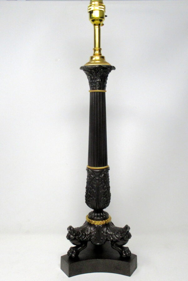 096. Fine French Patinated Bronzed and Ormolu Table Lamp Mid 19th Century