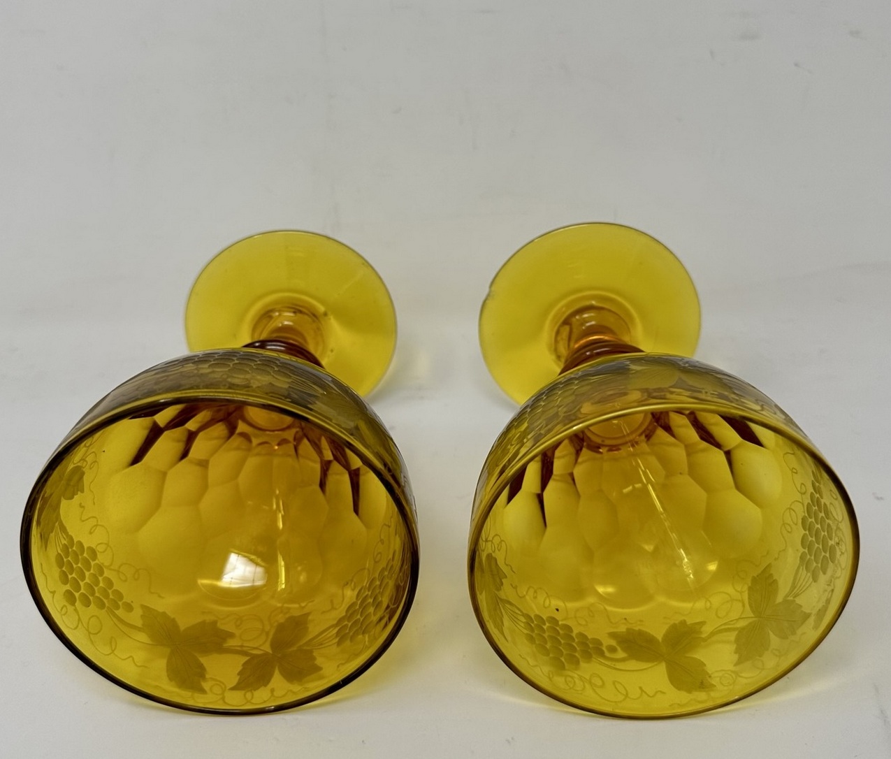 607. Antique Victorian Pair Wine or Water Drinking Glasses Bohemian Hand Cut Crystal - Image 6