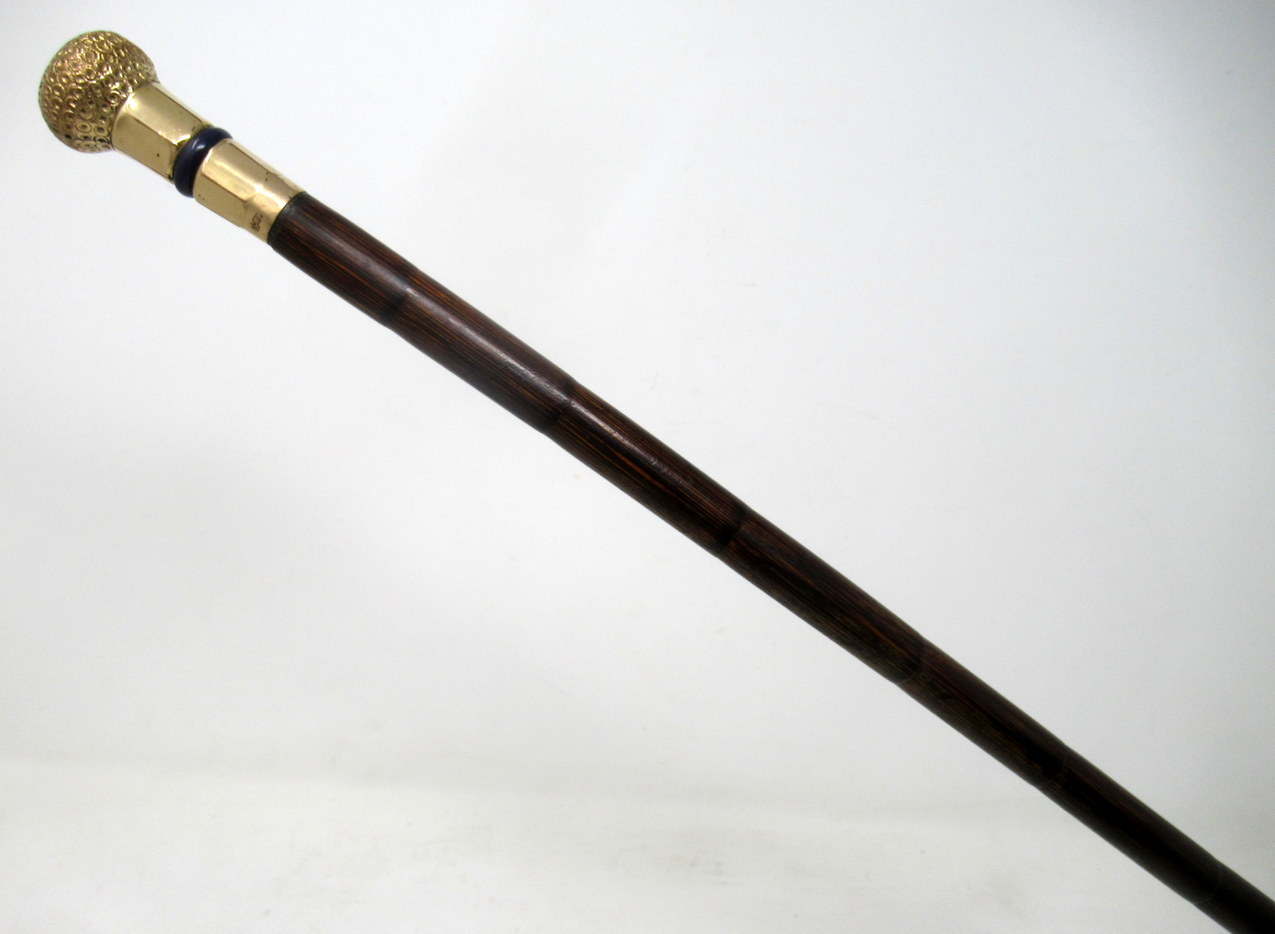 637. Antique Vintage Partridge Wood Walking Stick Cane 18ct Gold-Plated Grip 1924 - Image 2
