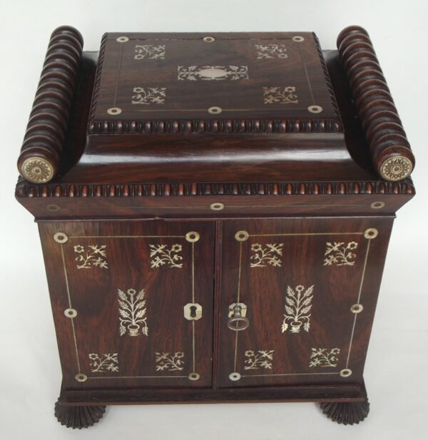 118. Fine Regency Rosewood Mother of Pearl Jewellery Casket 19th Ct