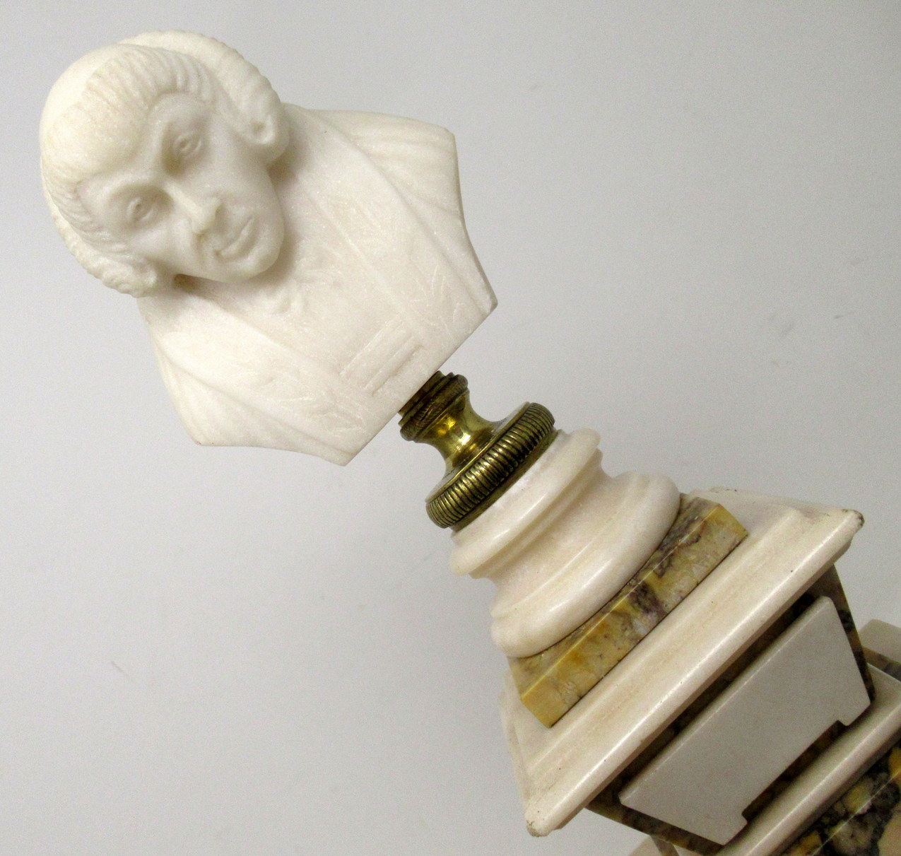 364. Antique Sienna Cream Marble Grand Tour Classical Bust of Lady Figure - Image 6