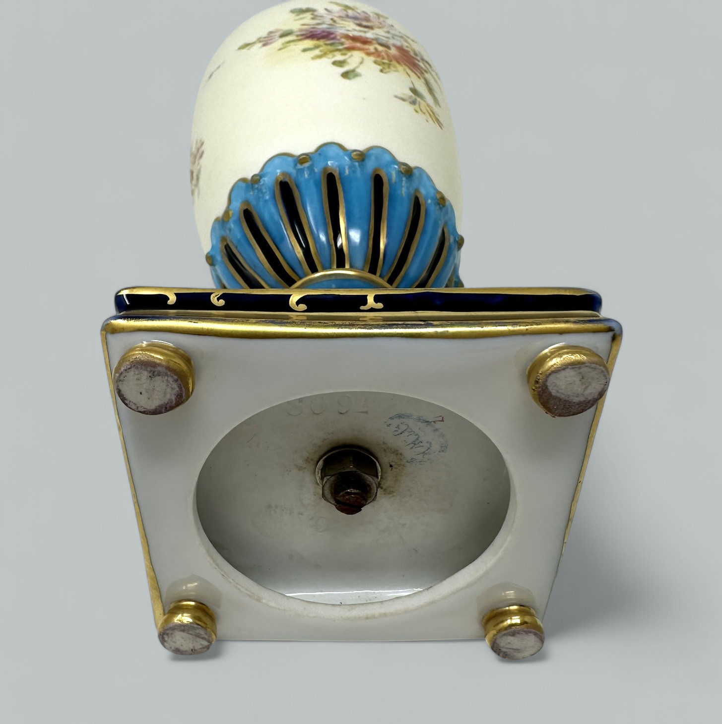 373. Antique Czechoslovakian Porcelain Hand Painted Gilt Vase Ewer Centerpiece 1920 - Image 9