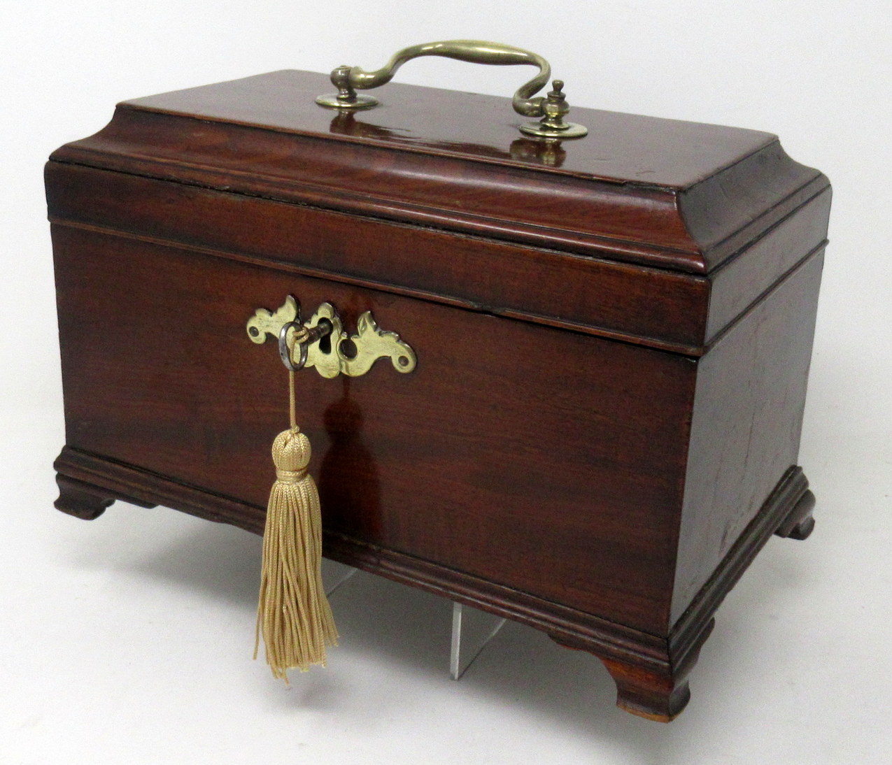 497. Antique Georgian Flame Mahogany English Double Tea Caddy Box Late 18th Century - Image 5