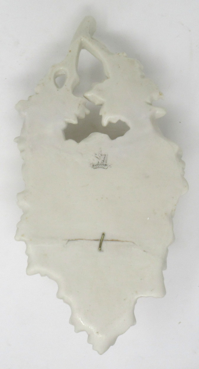 650. Rare Irish Belleek Porcelain Flower Vase Holy Water Font First Period Black Mark 1863-1891 - Image 3