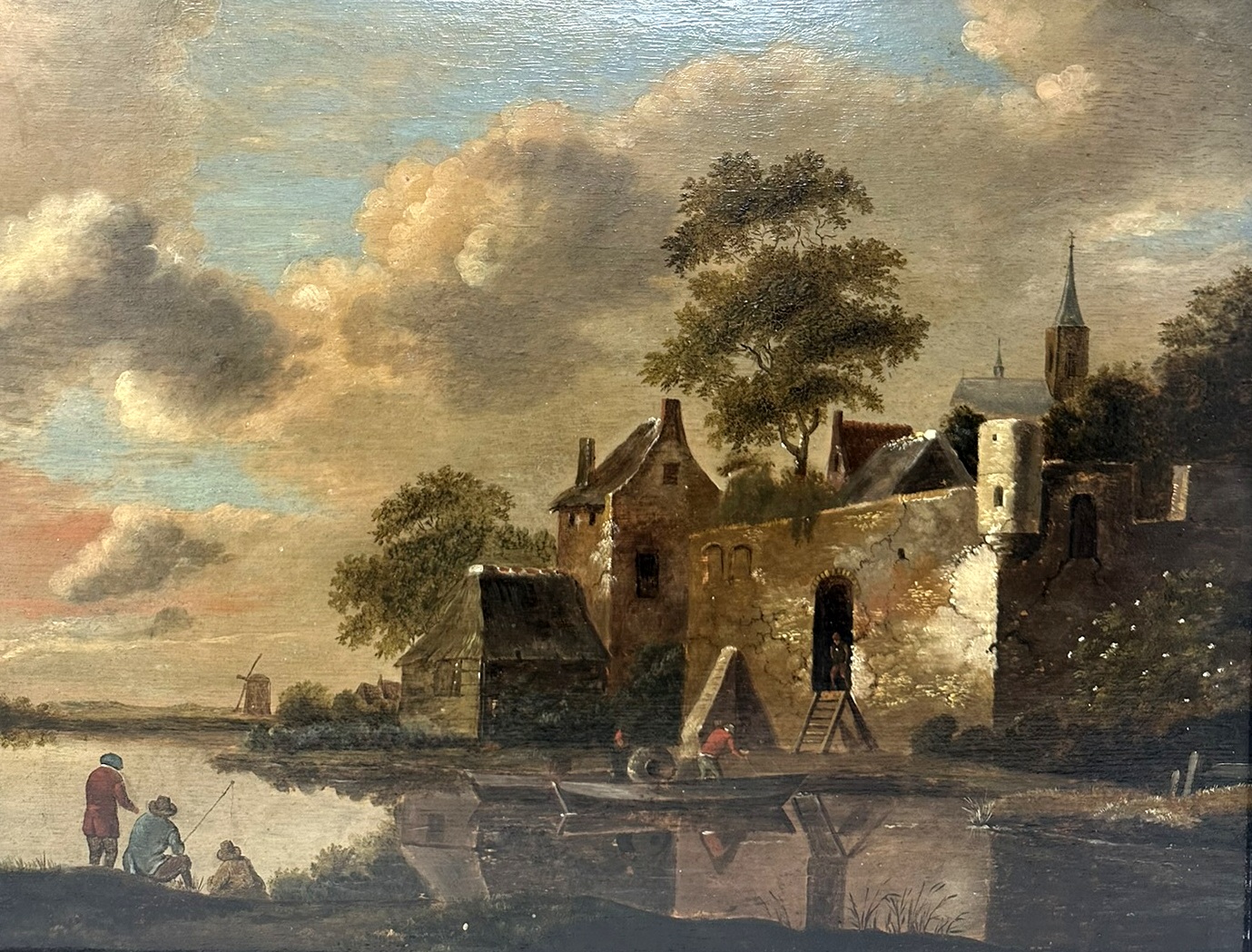 447. Cornelis Gerritsz Decker 1618- 1678 Antique Dutch Painting Fisherman Village - Image 4