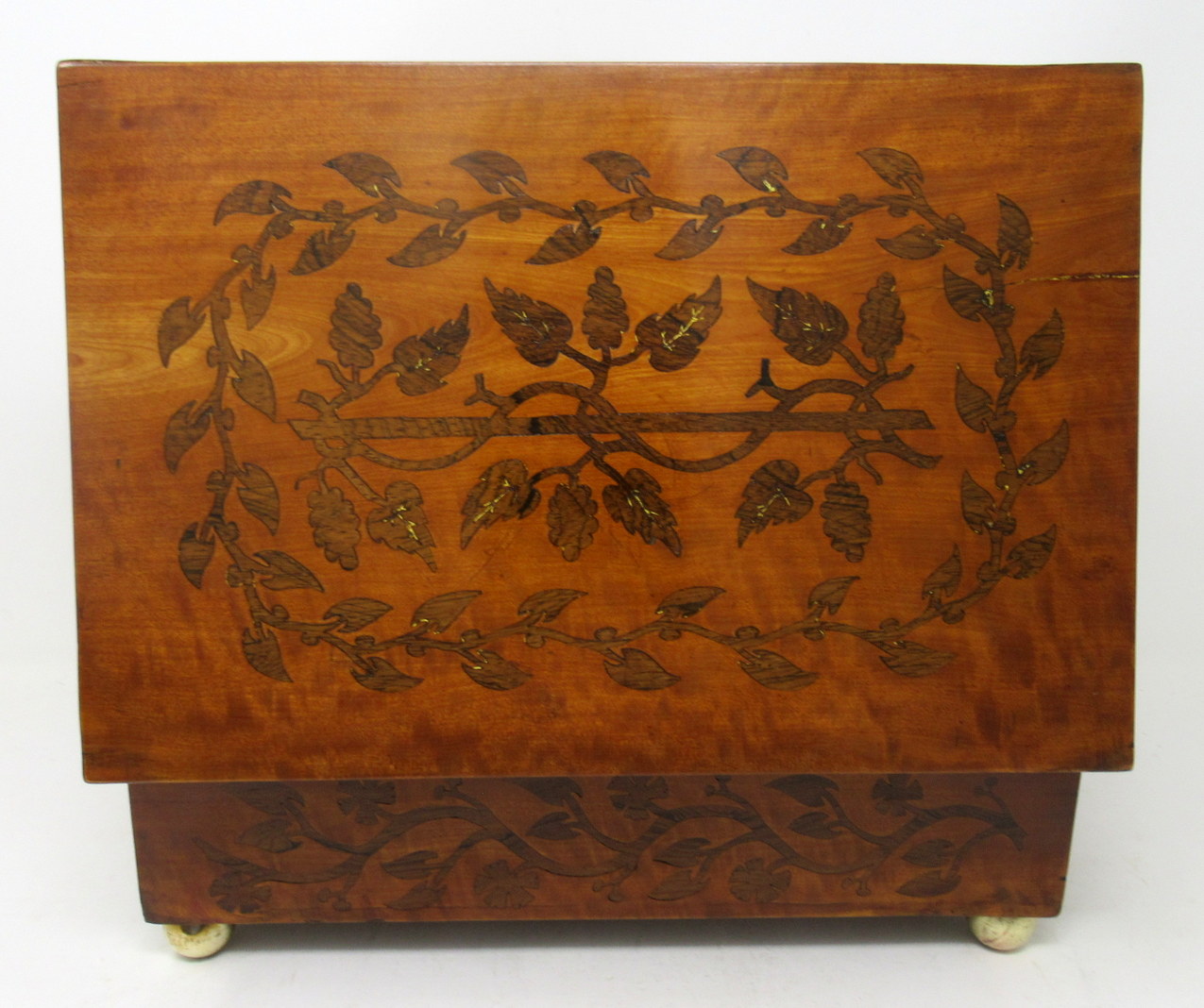 612. Antique Gentleman's Satinwood Mahogany Marquetry Jewellery Casket Table Box 19ct - Image 8