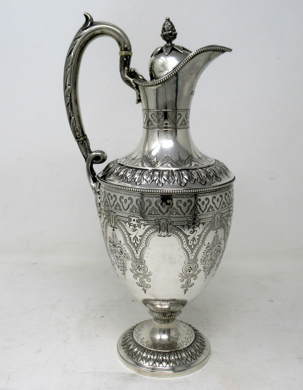 865. Antique Victorian English Sterling Silver Gilt Wine Ewer Claret Jug Pitcher 1872 - Image 4
